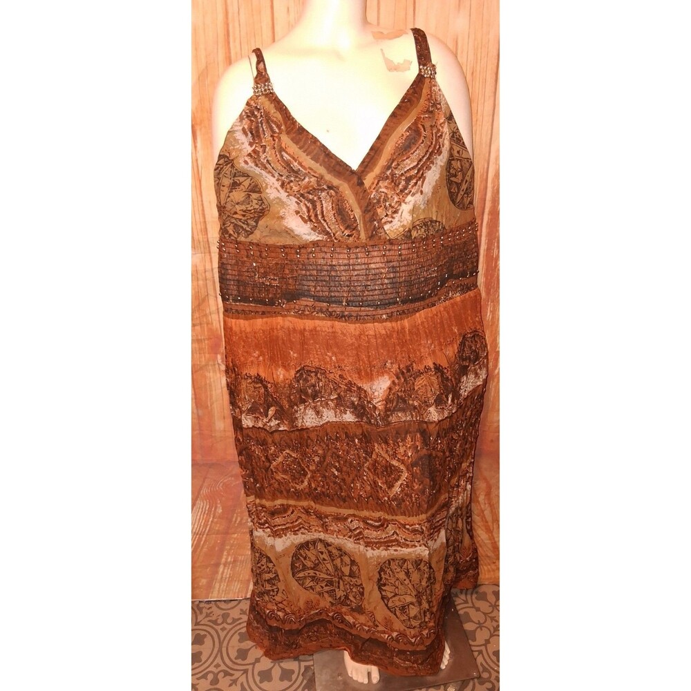 Cassee's Multicolor Geometric V-neck Midi Tank Dress Sz 3X